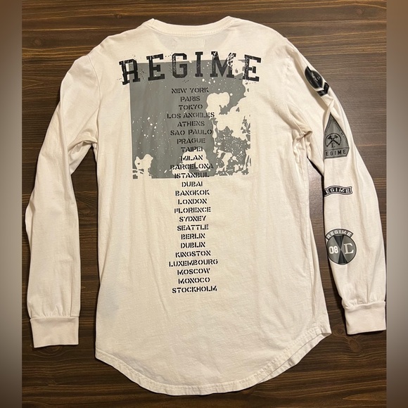 Civil Regime World Tour Long Sleeve Shirt Medium White Double Sided Graphic - Picture 12 of 13